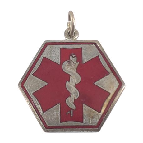 Vintage Sterling Silver Medical Charm Engraved "Diabetic"