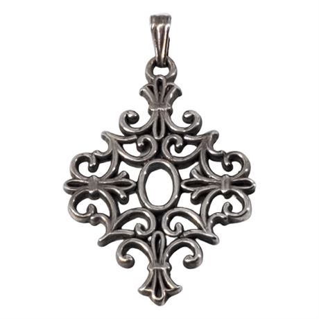 Sterling Silver Open Scrollwork Pendant