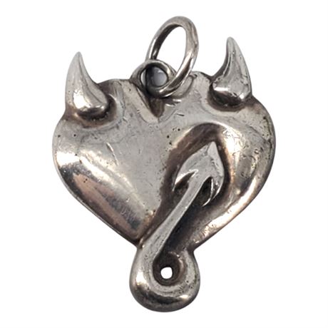 Hellkats L.A. Sterling Silver Devil Heart Pendant