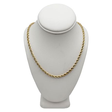 Gold Over Sterling Silver Rope Chain Necklace