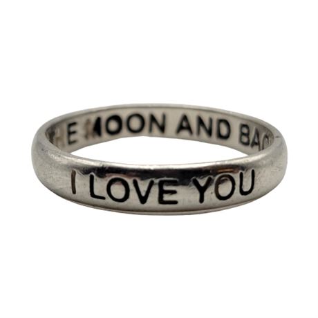 Footnotes Sterling Silver "I Love You To The Moon & Back" Ring