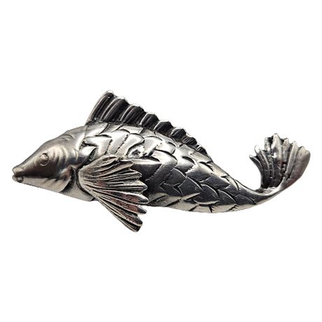 Large Sterling Silver Fish Brooch