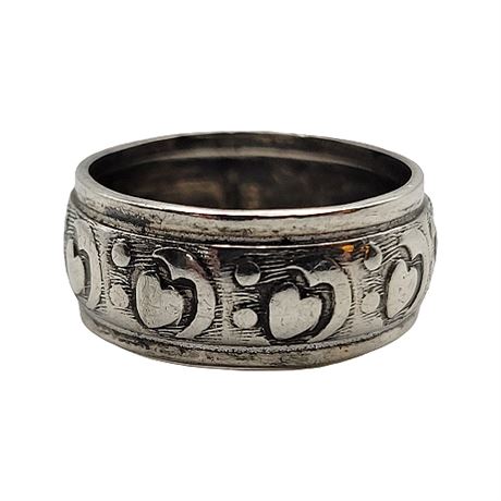 Sterling Silver Hearts Band Ring