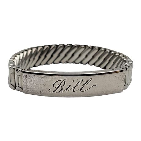 Sterling Silver "Bill" ID Bracelet w/ Stretch Band