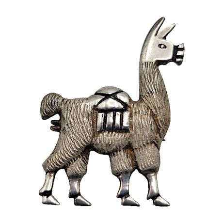 Vintage Sterling Silver Llama Brooch
