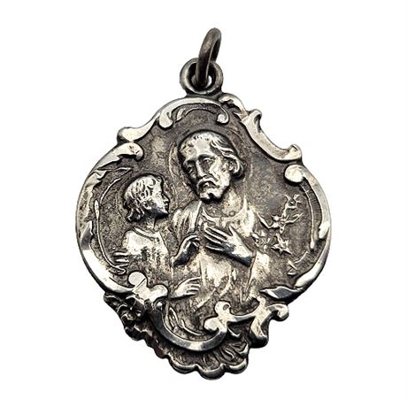 Vintage Sterling Silver Saint Joseph Medal
