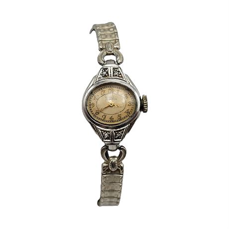 Vintage Gruen Veri-Thin 10K Gold Filled Diamond Wrist Watch