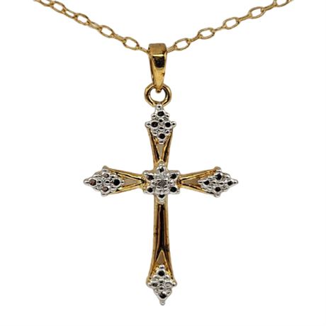 Classic Treasures 18K Gold Over Brass Diamond Accent Cross Necklace