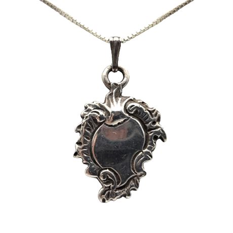 Signed Sterling Silver Pendant Necklace