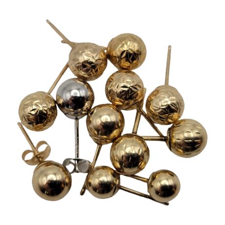 10K Gold Post Earrings Lot