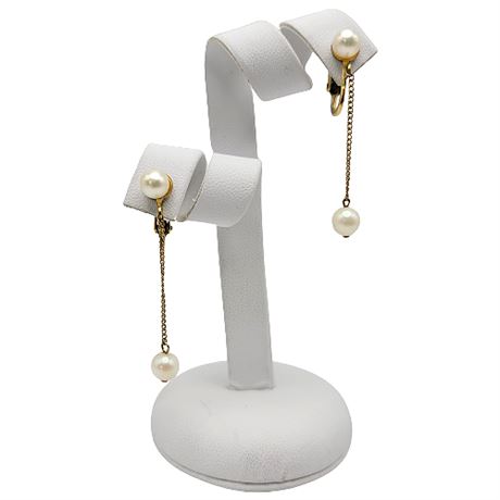 Winard Genuine Pearl 12K Gold Filled Clip Earrings