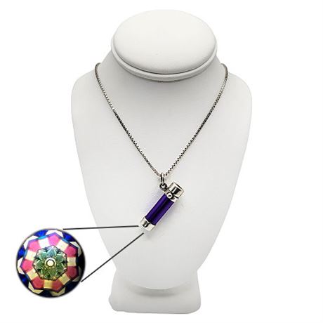 Sterling Silver Miniature Working Kaleidoscope Pendant Necklace
