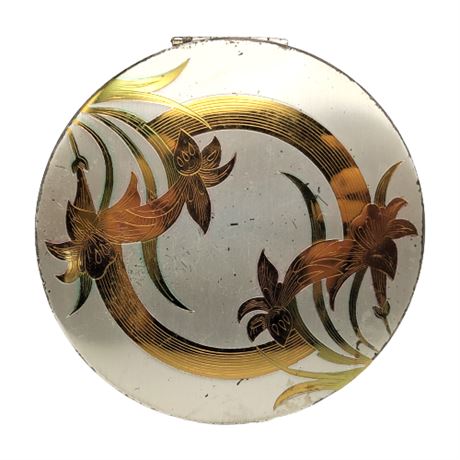 Vintage Art Deco Lilies American Beauty by Elgin Large Powder Compact