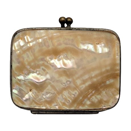 Antique Mother of Pearl Kiss Lock Change Purse