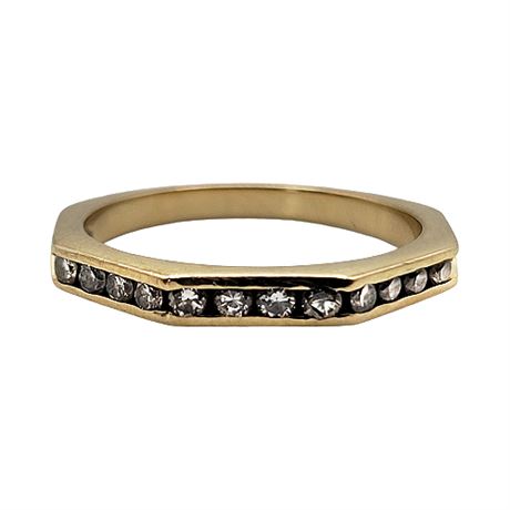 4K Gold Diamond Geometric Eternity Band Ring