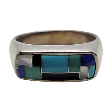 Relios Sterling Silver Multi-Stone Inlaid Ring