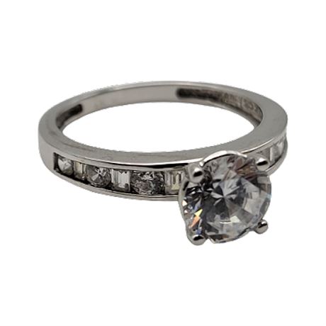 Diamonique 14K White Gold CZ Ring