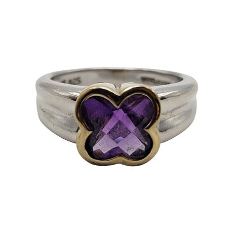 Sterling Silver Amethyst Clover Ring