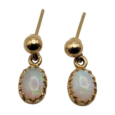 14K Gold Opal Earrings