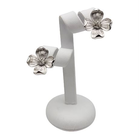 Crown Trifari Dogwood Blossom Clip Earrings
