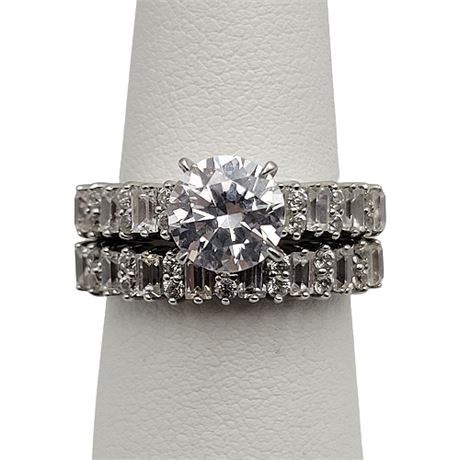 Signed CZ Sterling Silver Bridal Ring Set