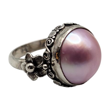 Sterling Silver Pink Freshwater Pearl Ring