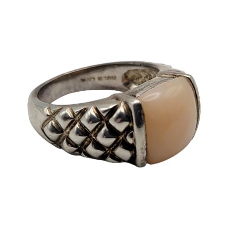 Sterling Silver Peach Gemstone Ring