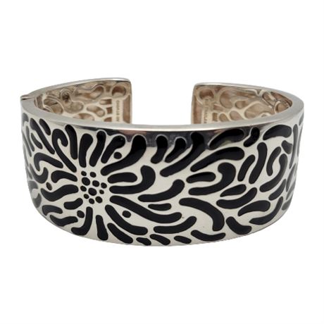 AC Studio Wide Sterling Silver Floral Cuff Bracelet