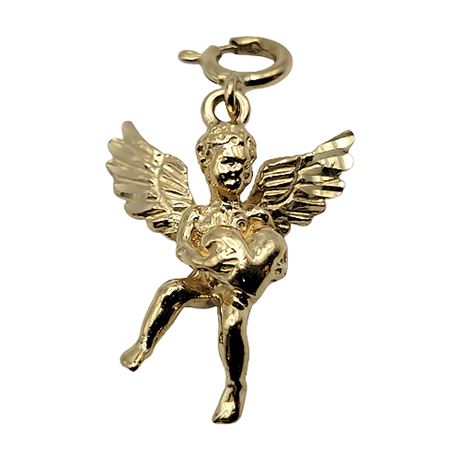 Dazzlers 14K Gold Flash Cut Cherub Charm