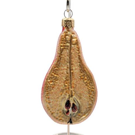 Christopher Radko "Half Pear" Glass Ornament