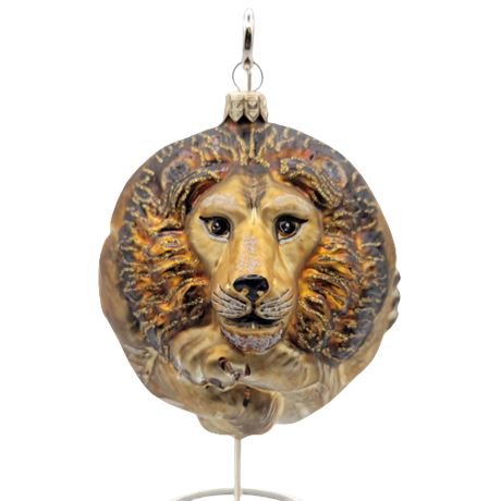 Slavic Treasures Lion Head Glass Ornament