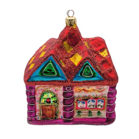 Christopher Radko "Sugar Hill Pink House" Glass Ornament