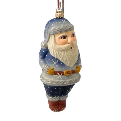 Vaillancourt Folk Art "Snowflake Santa" Glass Ornament