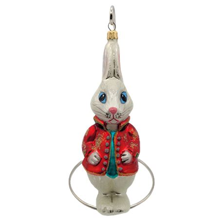 Christopher Radko Red Jacket Hare Glass Ornament
