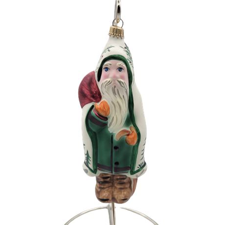 Vaillancourt Folk Art Santa Glass Ornament