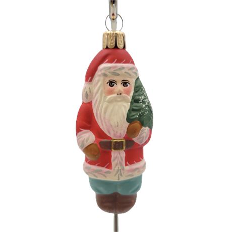 Vaillancourt Folk Art Mini American Santa Hanger Glass Ornament