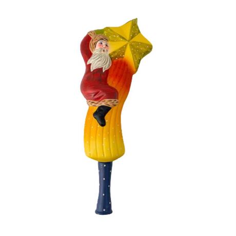 Vaillancourt Folk Art "Shooting Star Santa" Glass Ornament