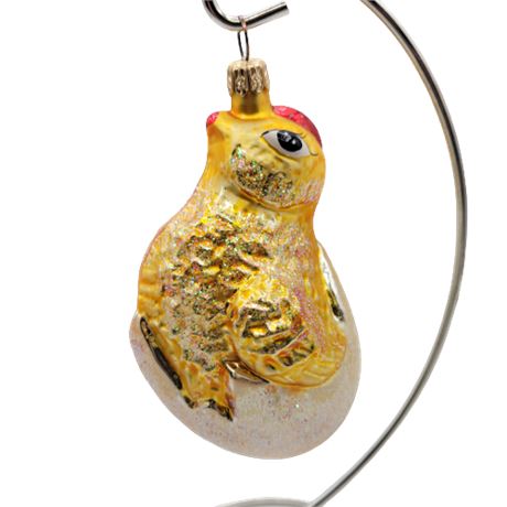 Christopher Radko Yellow Chick Hatching in Egg Glass Ornament