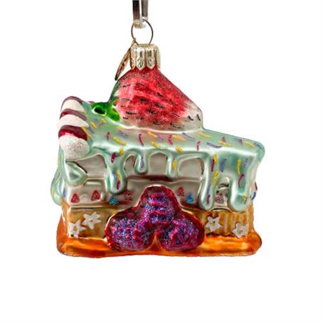 Christopher Radko "Strawberry Cake" Glass Ornament