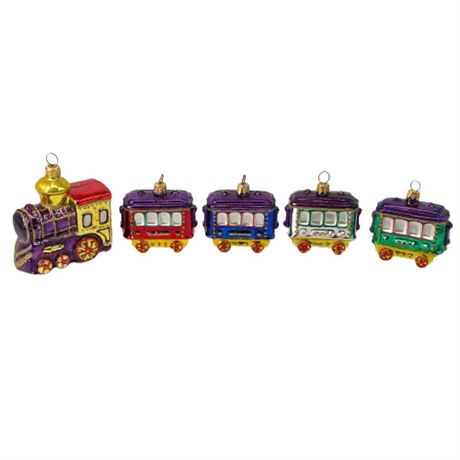 Kurt Adler Polonaise "Train" Glass Ornament Set