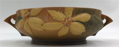 Vintage Roseville Clematis 459-10 Terracotta Floral Double Handle Console Bowl