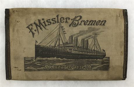 Antique German Steamer F Missler Bremen WWI era Ship Ticket Wallet