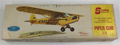 Vintage Piper Cub J-3 30” Wingspan Sterling Model Control Line or RC Plane Kit