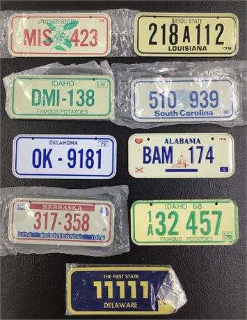 9 pc Kellogg’s Cereal State License Plate Vintage Premium Prizes, Some NOS