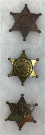 3 pc Brothel Inspector, Yuma Prison Guard & Arizona Territory Ranger Star Badge