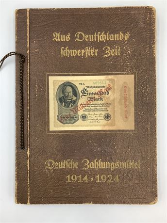 1933 German Book Full of Real 1914-1924 German Paper Money 1 to 2 Billion Mark