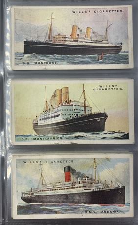 Complete Set 1924 Will’s Cigarettes 50 pc Merchant Ships Advertising Trade Cards