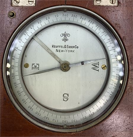 Antique Keuffel & Esser Co. Navigational Pocket Compass in Fine Wood Case