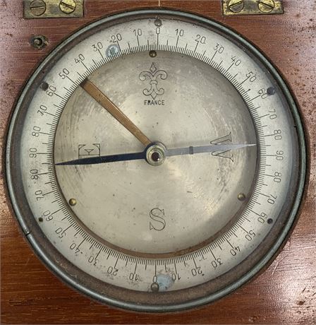 Antique FRANCE Navigational Pocket Compass in Fine Wood Case
