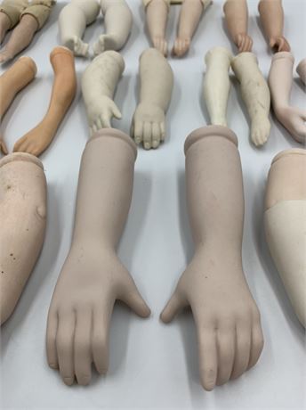 13 Pairs of Vintage Bisque Doll Arms, 3 1/2” to 4 3/4” Length